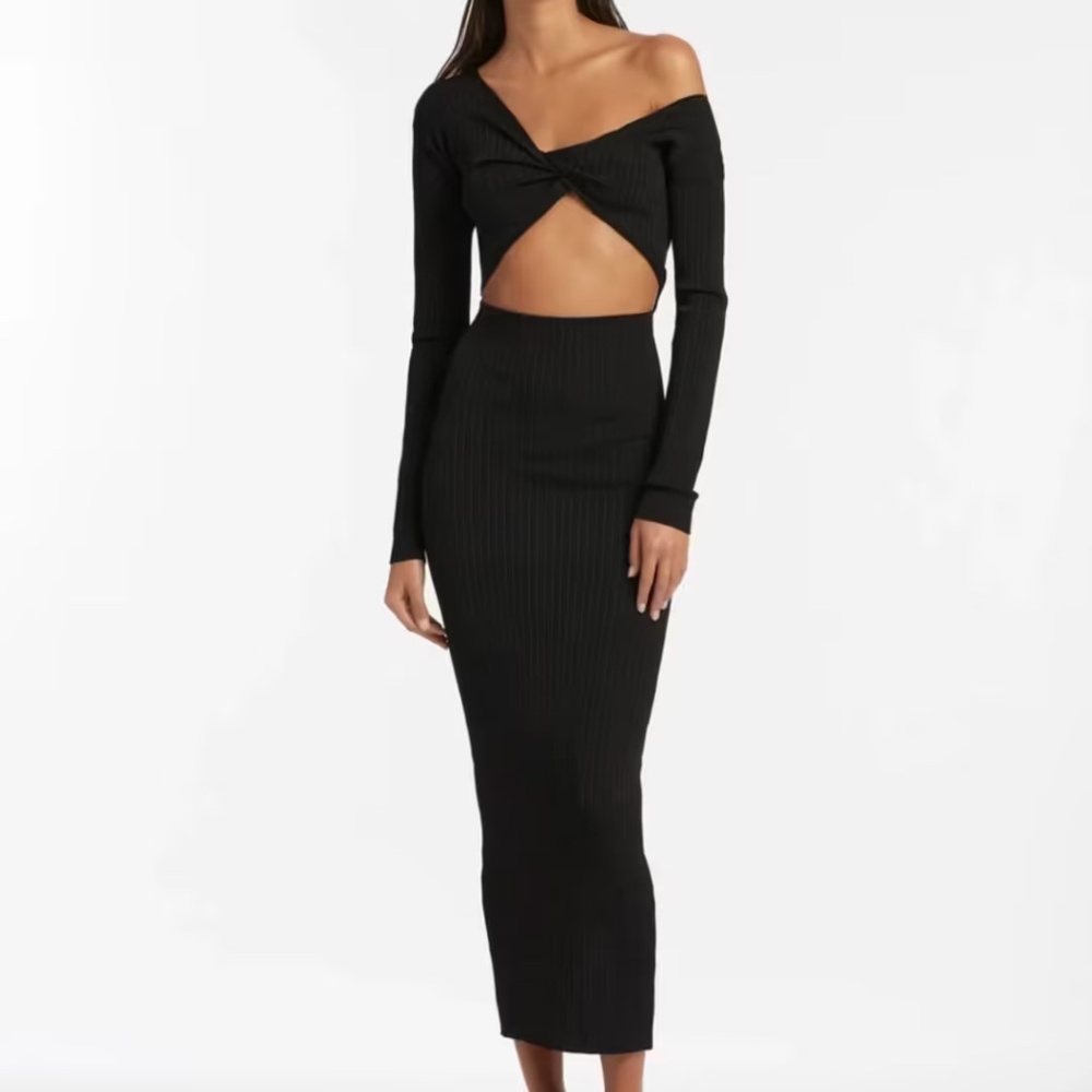 Sir The Label Off-The-Shoulder Kelvin Midi Dress Size 1 Black